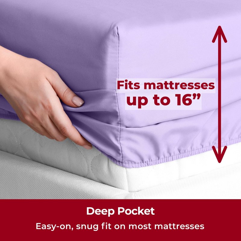 Mellanni Twin Sheets Set - 3 PC Iconic Collection Bedding - Hotel Luxury, Extra Soft, Cooling Bed Sheets - Wrinkle, Fade, Stain Resistant (Twin, Violet)