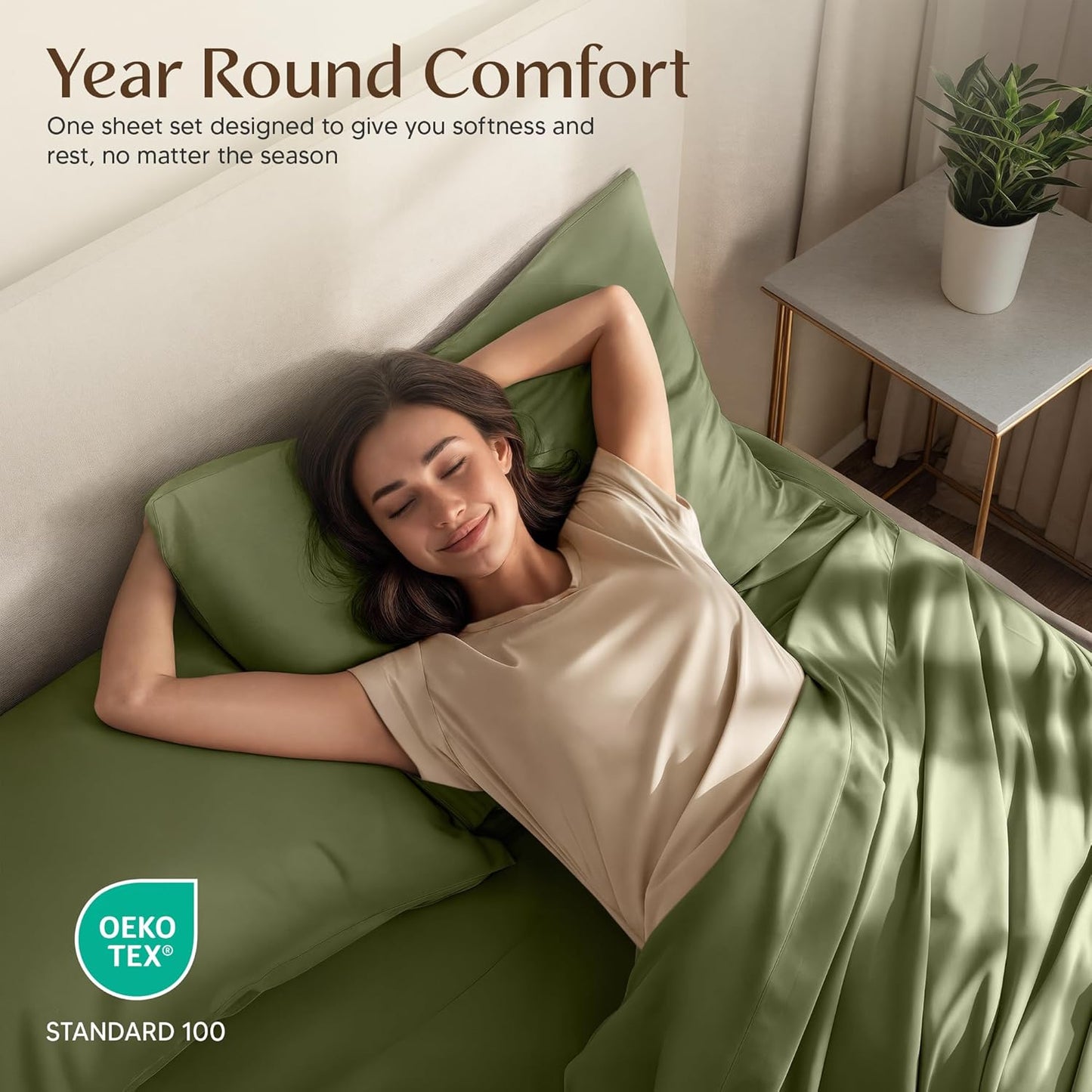 Utopia Bedding Twin Sheet Set - Soft & Breathable 3-Piece Microfiber Bed Sheets | Oeko Tex Certified (Olive)