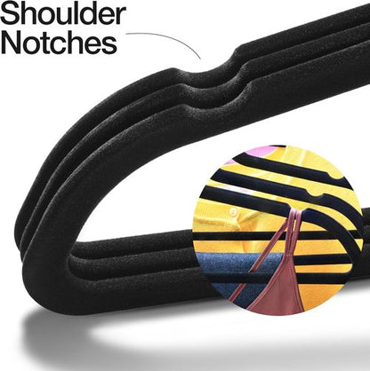 Home-it Premium Velvet Hangers - Heavy Duty Non-Slip Black Suit & Shirt Hangers | 50 Pack with 360° Hook