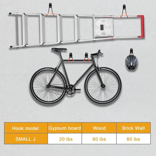 KURUI Heavy Duty Garage Hooks - 2 Pack Metal Storage Hooks for Ladders & Cables | Wall Mount Utility Hangers