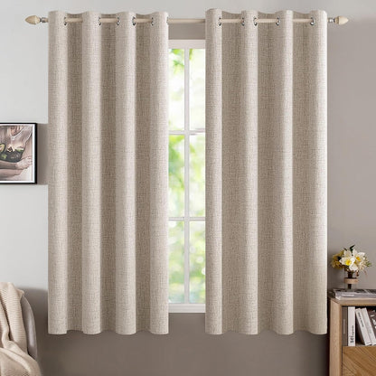 MIULEE Blackout Curtains - 100% Thermal Insulated Linen Textured Drapes | 52 x 54 Inch (2 Panels) for Bedroom & Living Room