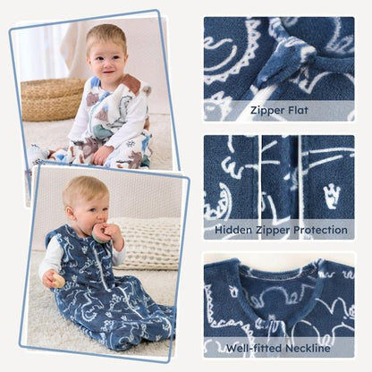 Yoofoss Baby Sleep Sack 6-12 Months, 1.5 Tog Sleep Sack, Fleece Baby Wearable Blanket with 2-Way Zipper, Infant Sleeping Sack, Soft Warm Lightweight(Small)