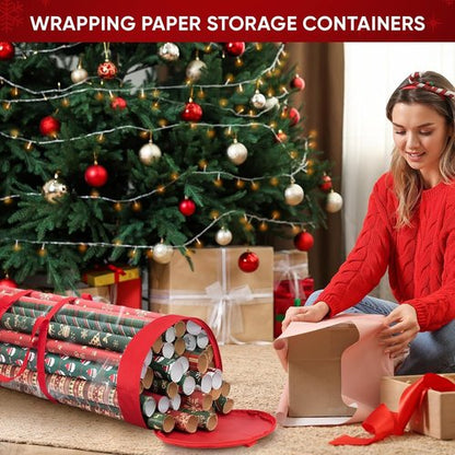 BALEINE Gift Wrapping Paper Organizer - Durable 600D Oxford Fabric Storage for 18-25 Rolls, Green (Pack of 2)