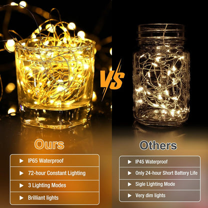 Skiennix 12 Pack Fairy Lights - 7ft Battery Operated Twinkle Lights, Waterproof for Mason Jars & DIY Decor | Warm & Cold White