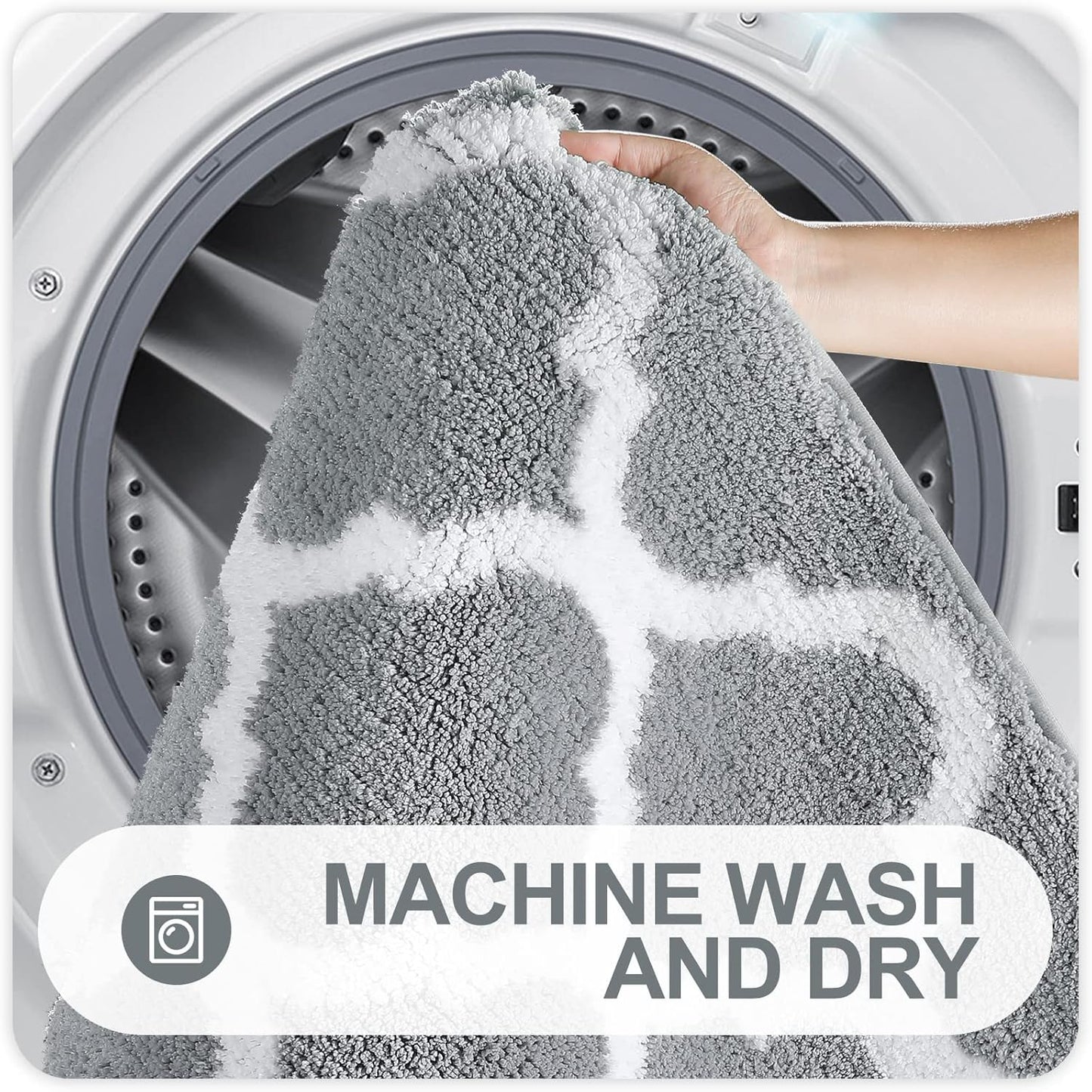 OLANLY Bathroom Rugs - Soft, Absorbent Microfiber Non-Slip Mats | 24x16 Inches, Grey Color
