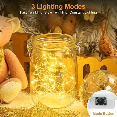 Btfarm 20 Pack Fairy Lights - Battery Operated 7ft Mini String Lights | Waterproof Silver Wire for Mason Jars & Wedding Decor - Warm White