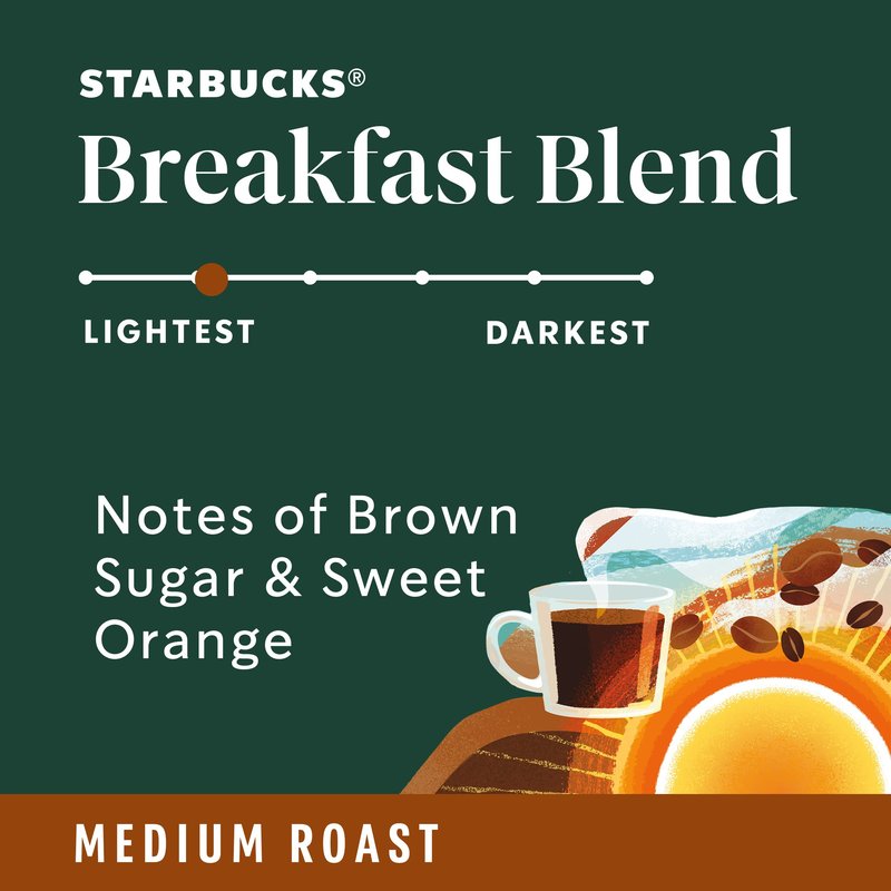 Starbucks K-Cup Coffee Pods, Medium Roast Hot or Iced Coffee, Breakfast Blend, 96 Keurig Pods