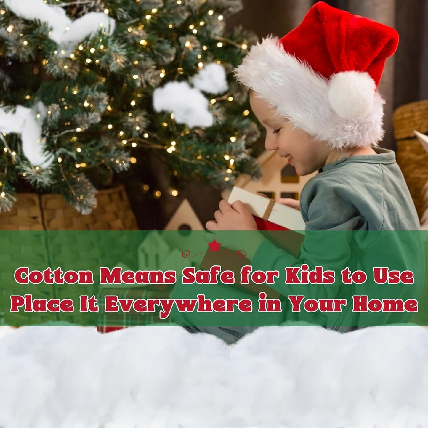 QZYL Artificial Snow - Fluffy 12 OZ Vacuum Packaged Faux Snow for Christmas Decor | White Craft Cotton