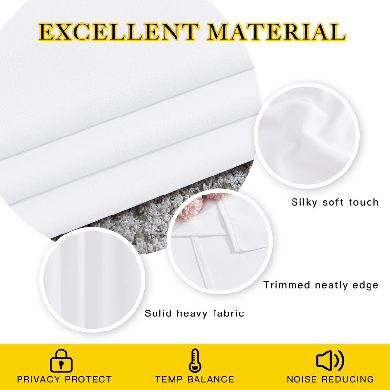 NICETOWN White Short Window Curtains for Windows 50 inch Long - Solid Grommet 50% Light Reducing Thermal Insulated Curtain Panels for Kitchen/Bedroom (White, W34 x L50, 1 Pair)