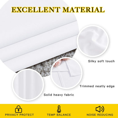 NICETOWN White Short Window Curtains for Windows 50 inch Long - Solid Grommet 50% Light Reducing Thermal Insulated Curtain Panels for Kitchen/Bedroom (White, W34 x L50, 1 Pair)