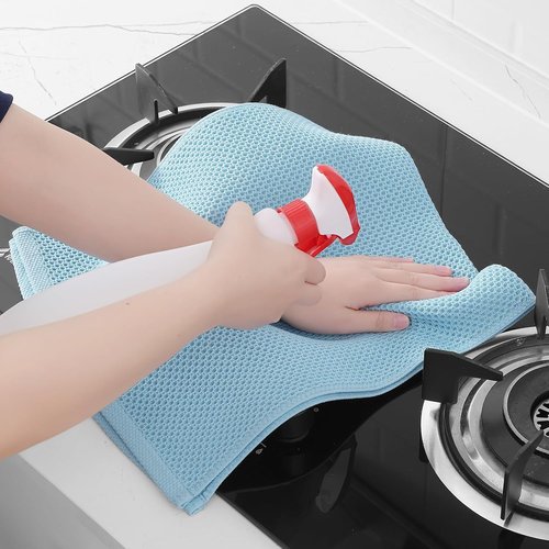 Homaxy 100% Cotton Waffle Weave Dish Towels - Ultra Soft & Absorbent, Quick Drying | 13 x 28 Inches, 8-Pack, Sky Blue