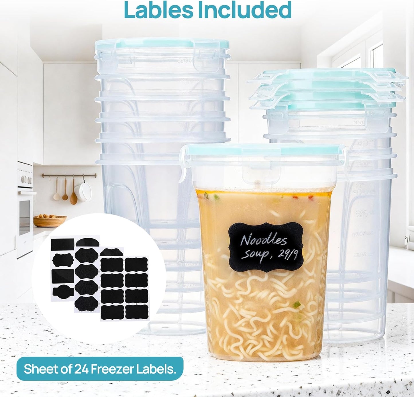 Vtopmart Glass Food Storage Containers - Airtight Lids for Freshness | Set of 4