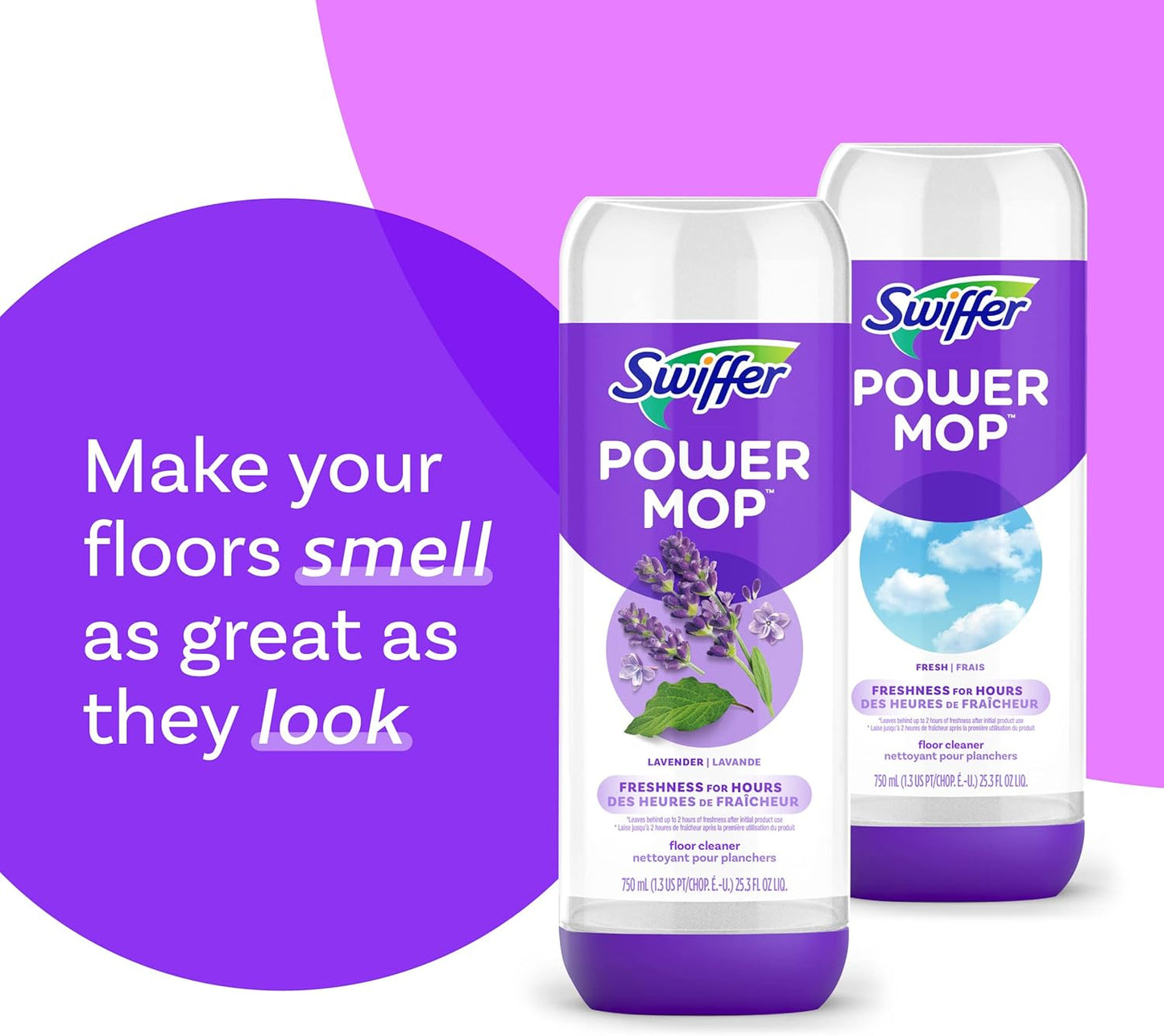 Swiffer Power Mop Refill Solution - All-Purpose Floor Cleaner for Tile, Vinyl, Wood | Lavender Scent, 50.6oz