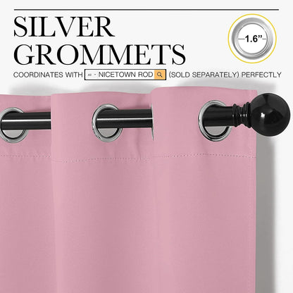 NICETOWN Blackout Curtain Panels - Thermal Insulated Grommet Drapes, Crystal Pink, 55x68 Inches (1 Pair)