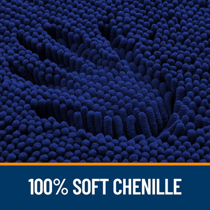 OLANLY Bathroom Rugs - Extra Soft Chenille Bath Mats with Rubber Backing | Quick Dry, Machine Washable, Navy 35x24