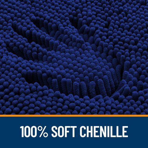 OLANLY Bathroom Rugs 35x24, Extra Soft Absorbent Chenille Bath Rugs, Rubber Backing Quick Dry, Machine Washable Bath Mats for Bathroom Floor, Tub and Shower, Home Decor Accessories, Navy