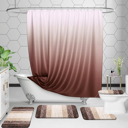 OLANLY Bathroom Rug Set - Soft Absorbent Microfiber Mats & U-Shaped Toilet Rug | Non-Slip, Machine Washable, Brown (24"x16" + 24"x20")