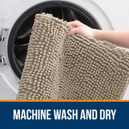 OLANLY Bathroom Rugs - Extra Soft Absorbent Chenille Bath Mats | Quick Dry, Rubber Backing, 36x24, Warm Taupe