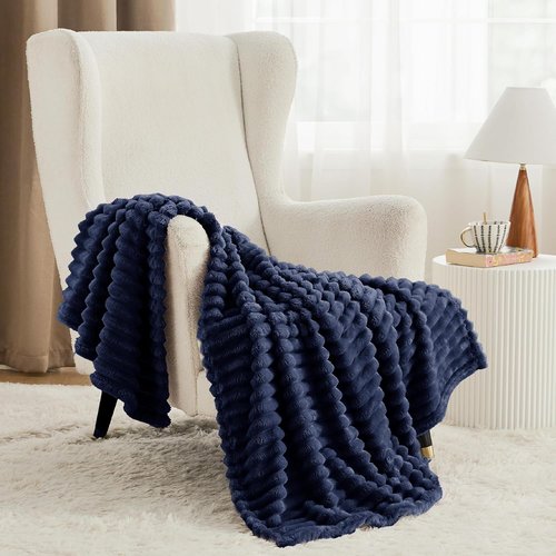 Bedsure GentleSoft Navy Blue Fleece Blanket - Cozy Soft Throw for Couch, 50x70 Inches