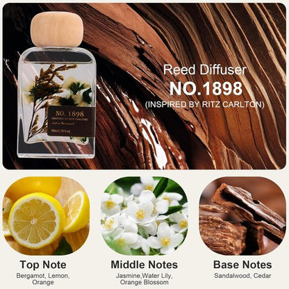 Luxury Hotel Scent Reed Diffuser - No.1898 Collection | 100ml Long-Lasting Aroma for Home & Office
