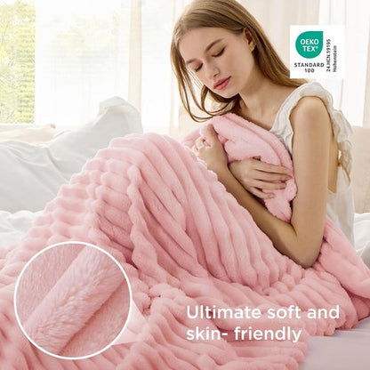 Bedsure GentleSoft Fleece Blanket - Super Soft Coral Pink Throw for Couch, 50x70 Inches