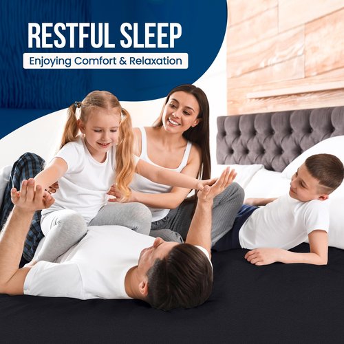 Full Size Mattress Protector Waterproof, Premium 200 GSM Terry Mattress Cover, Soft & Breathable Bed Cover, Fitted Sheet Style Stretchable Deep Pockets 15" by Utopia Bedding (Black)