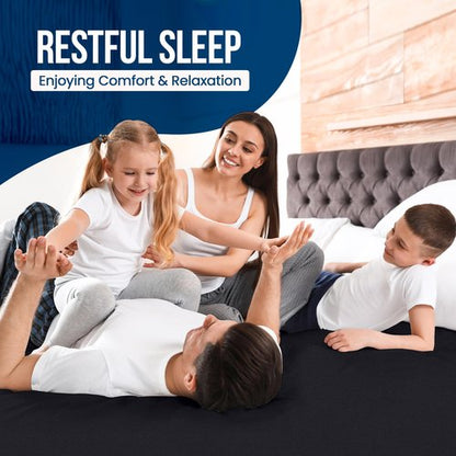 Full Size Mattress Protector Waterproof, Premium 200 GSM Terry Mattress Cover, Soft & Breathable Bed Cover, Fitted Sheet Style Stretchable Deep Pockets 15" by Utopia Bedding (Black)