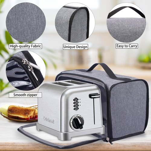 Cuisinart Toaster Cover - Dustproof Protection for 2-Slice Wide Slot Toasters | Zipper Closure