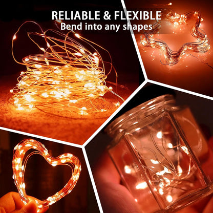Skiennix 12 Pack Orange Fairy Lights - 7Ft 20 LED Twinkle String Lights | Battery Operated & Waterproof for Parties, Weddings, and Holidays