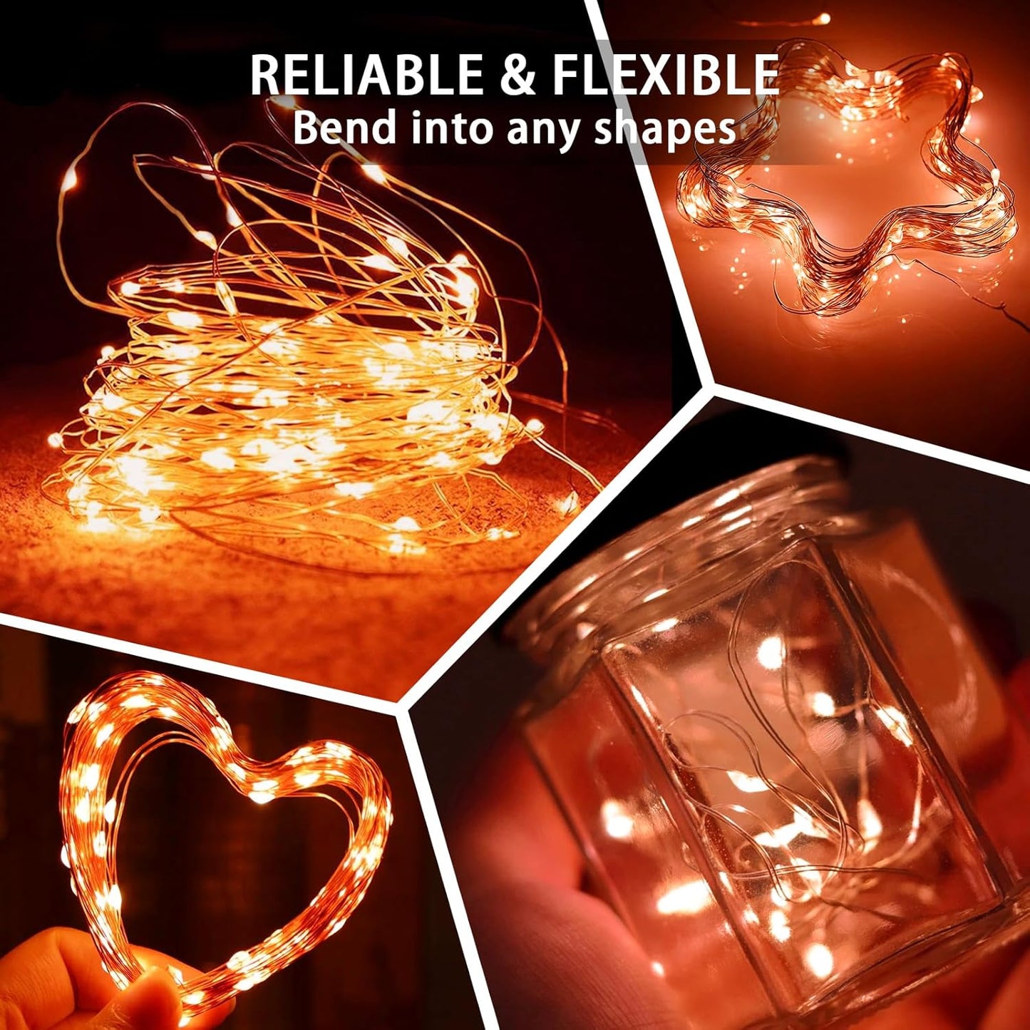 Skiennix 8 Pack Orange Fairy Lights - 7Ft 20 LED Twinkle String Lights | Battery Operated & Waterproof for Parties, Weddings, and Holidays