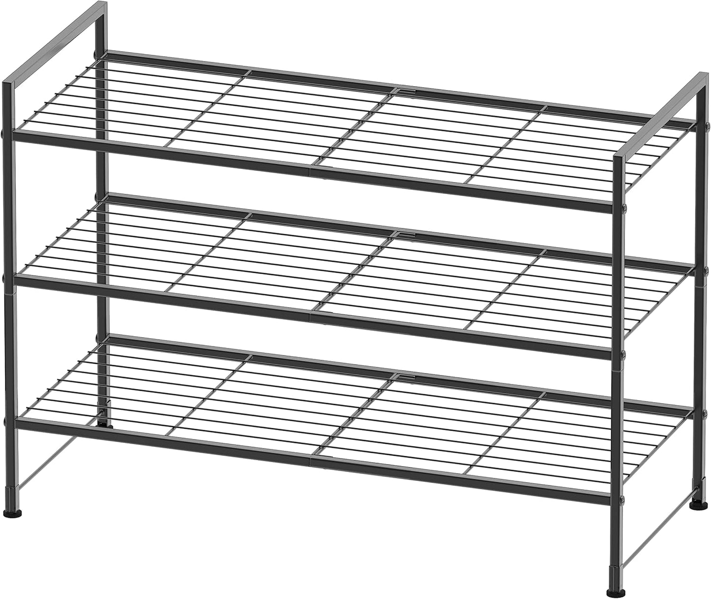 Simple Houseware 3-Tier Stackable Shoe Rack - Durable Storage Shelf in Black for Organized Spaces