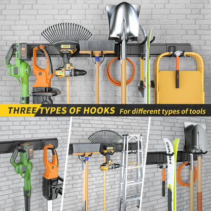 UUP Garage Storage - 64 Inches Wall Mount Tool Organizer with Adjustable Metal Hooks | Heavy-Duty Yard Shed Rack