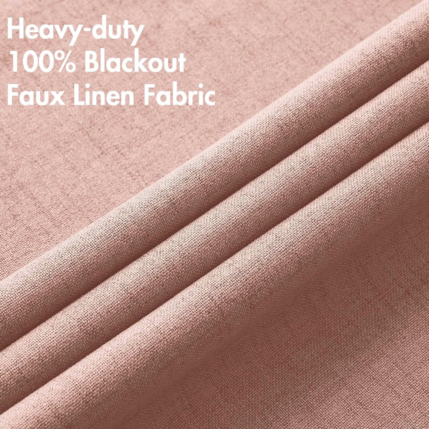 MIULEE Blackout Linen Curtains - Thermal Insulated Blush Pink Grommet Drapes | 52 x 96 Inch (2 Panels)