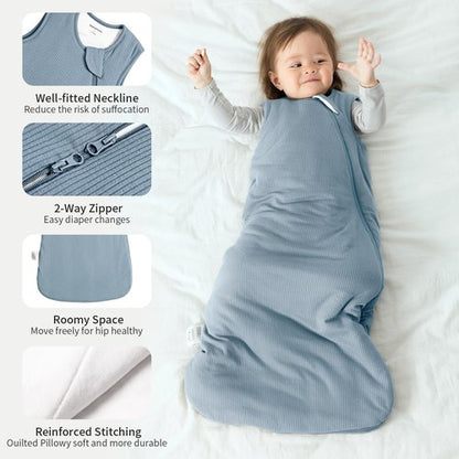 BubblePanda Rayon Made from Bamboo Sleep Sack 6-12 Months Supersoft Toddler Sleep Sack 1.0 Tog Breathable Baby Wearable Blanket with 2-Way Zipper Unisex Sleeping Bag for Babies