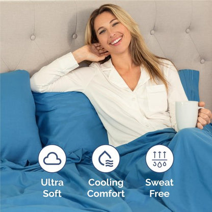Full Size 4 Piece Sheet Set - Comfy Breathable & Cooling Bed Sheets Set - Hotel Luxury Bedding for Women, Men, Kids, Teens, Boys & Girls - Deep Pockets, Soft and Wrinkle Free - Oeko-Tex - Denim Blue