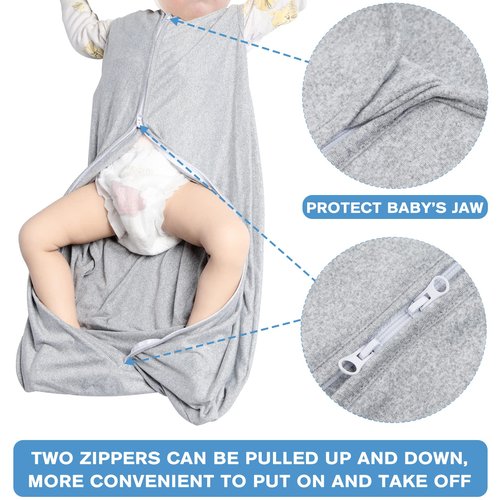 BSTOPPT 3 Pack Baby Sleep Sack 12-18 Months 100% Rayon Cotton Baby Sleeping Bag 2-Way Zipper Toddler Wearable Blankets,Comfy Stretchy Thin Sleep Sacks.TOG 0.3 (Large)