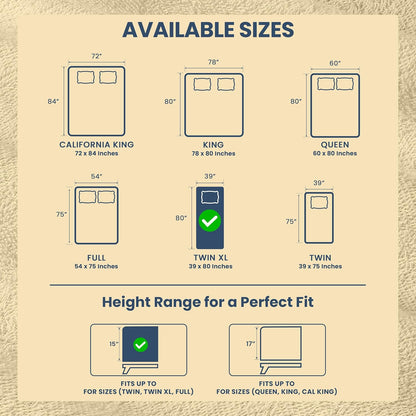 Utopia Bedding Twin XL Mattress Protector - Waterproof Terry Cover with Deep Pockets | Soft & Breathable Beige