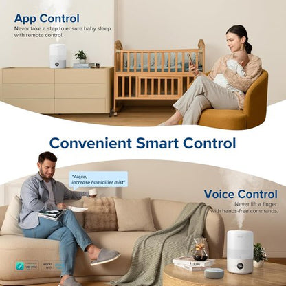LEVOIT Smart Cool Mist Humidifier - Auto Humidity Control, APP & Voice Control, 3L, White