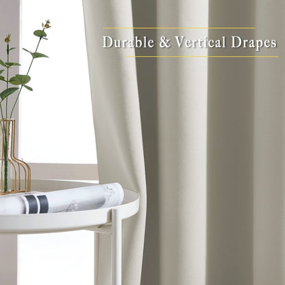 NICETOWN Natural Blackout Curtains for Doorway, Grommet Privacy Window Treatment Energy Saving Thermal Insulated Room Darkening Drapes for Bedroom, 2 Panels, W46 x L80