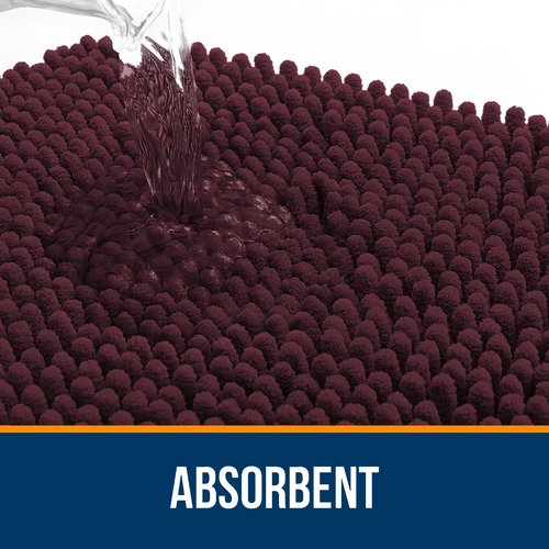 OLANLY Bathroom Rugs 44x24, Extra Soft Absorbent Chenille Bath Rugs, Rubber Backing Quick Dry, Machine Washable Bath Mats for Bathroom Floor, Tub and Shower, Home Decor Accessories, Black Cherry