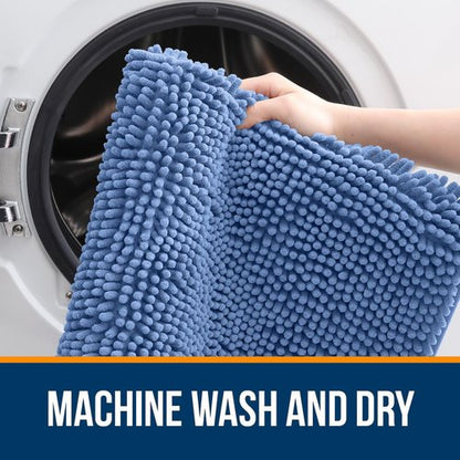 OLANLY Bathroom Rugs 40x32, Extra Soft Absorbent Chenille Bath Rugs, Rubber Backing Quick Dry, Machine Washable Bath Mats for Bathroom Floor, Tub and Shower, Home Decor Accessories, Cornflower Blue