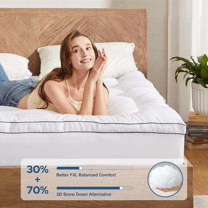 BEDLORE King Mattress Topper - Thick Pillow Top Pad for Back Pain Relief | Cooling Soft Cover with Deep Pockets (6-18 Inch)