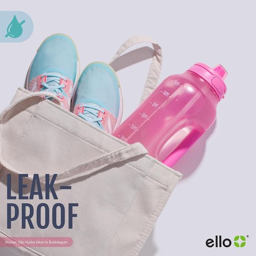 Ello Hydra 64oz Water Jug - Motivational Time Markers, Leak-Proof Lid & Straw | BPA-Free Plastic Bottle