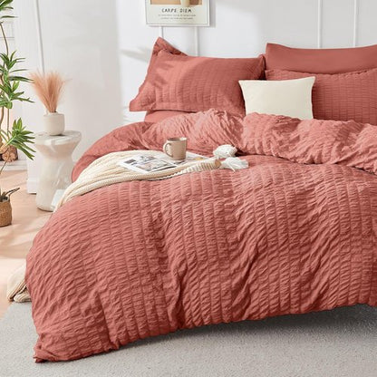 HYMOKEGE Coral California King Comforter Set - 7-Piece Luxury Bedding Set with Sheets & Pillowcases