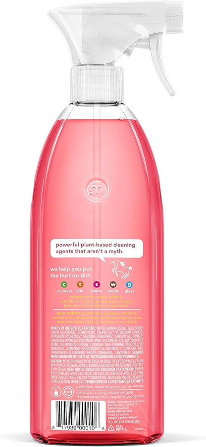 Method All-Purpose Cleaner - Pink Grapefruit Scent | Ideal for Counters, Tiles & Stone - 28 oz Spray Bottle