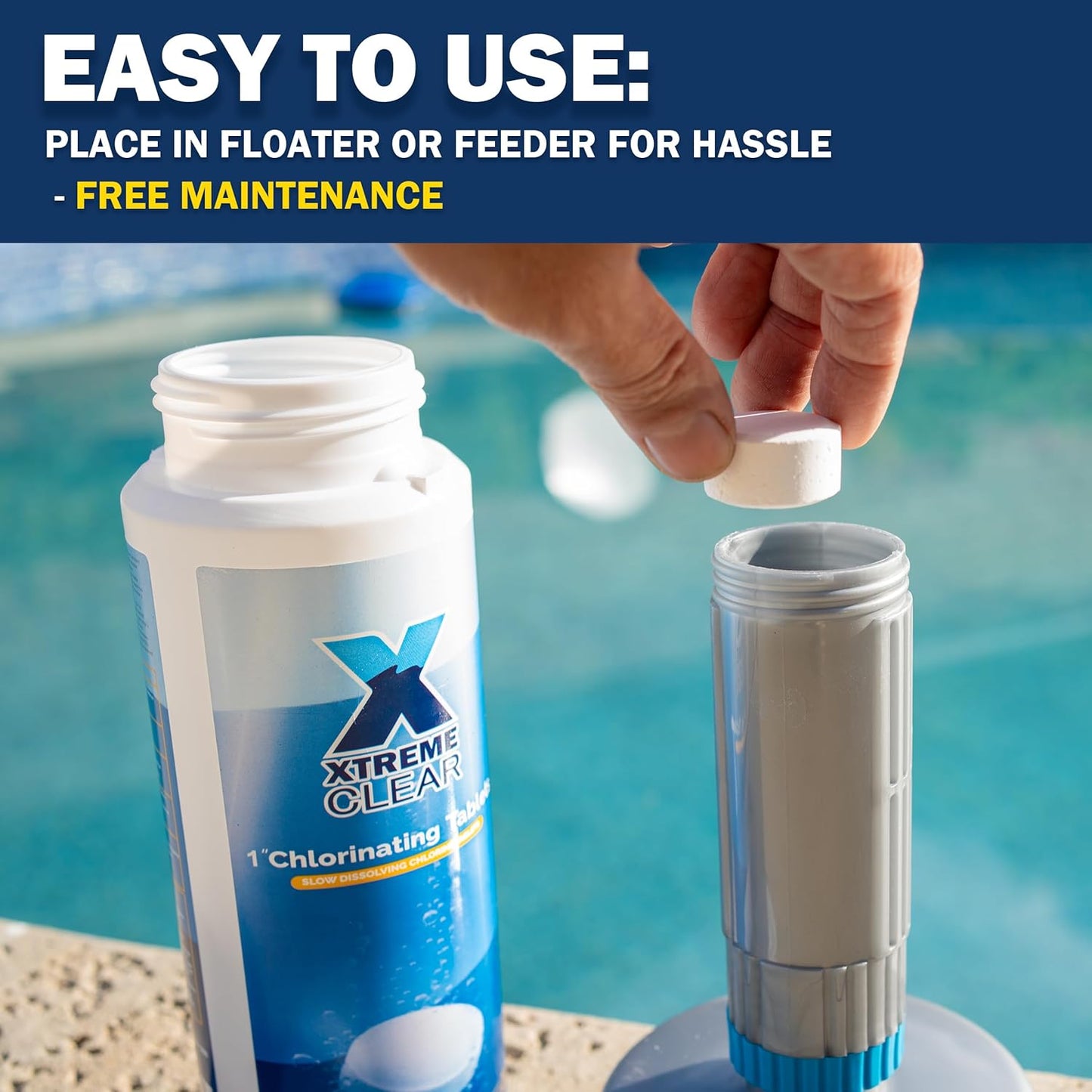 XtremeClear Chlorine Tabs - Slow Dissolving Pool & Spa Sanitizer for Clean, Crystal Clear Water | 1.5 lbs