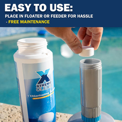 XtremeClear Chlorine Tabs - Slow Dissolving Pool & Spa Sanitizer for Clean, Crystal Clear Water | 1.5 lbs