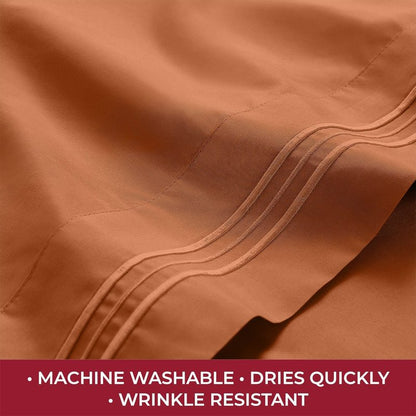 Mellanni RV Short Queen Sheets - 4 PC Iconic Collection Bedding - Hotel Luxury, Extra Soft, Cooling Bed Sheets - Deep Pocket up to 10 inch (RV/Short Queen, Terracotta)