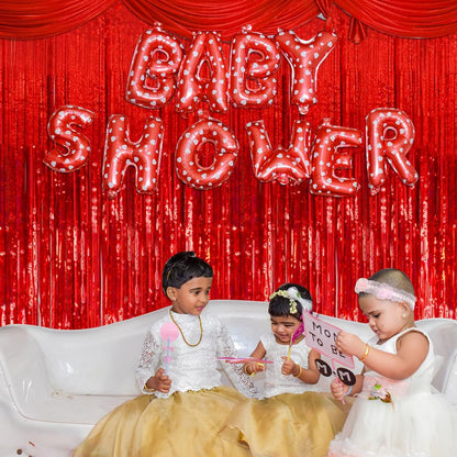 Regine Switzerland Red Metallic Foil Curtain Backdrop - 5 Pack Tinsel Fringe for Parties & Events