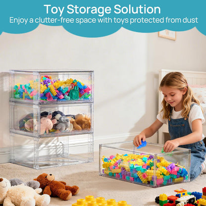 Vtopmart Large Clear Stackable Storage Drawers - 27QT Dust-Proof Underbed Organizer for Clothing & Sweaters